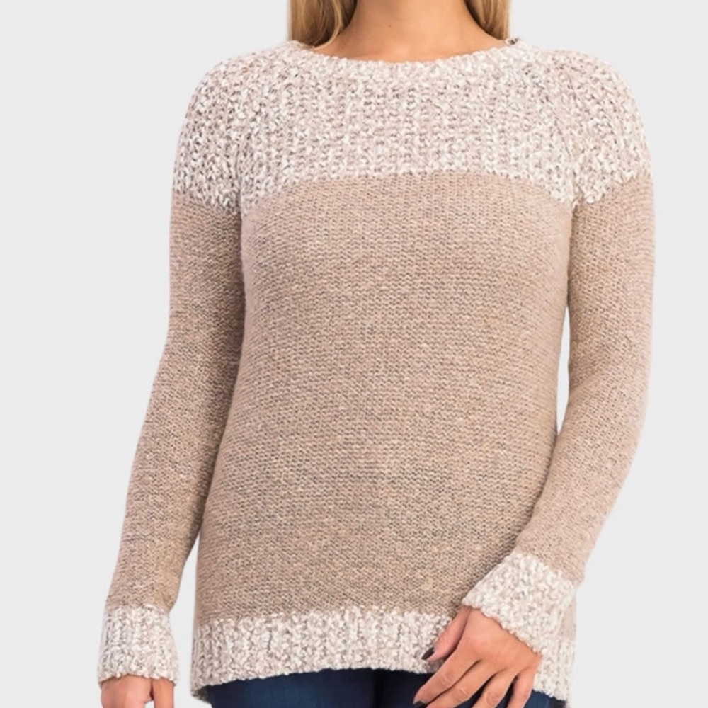 Fate Beige and Cream Knit Sweater